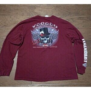 VTG Harley Davidson Shirt XL Y2K Long Sleeve Skull Graphic 2012 Louisiana